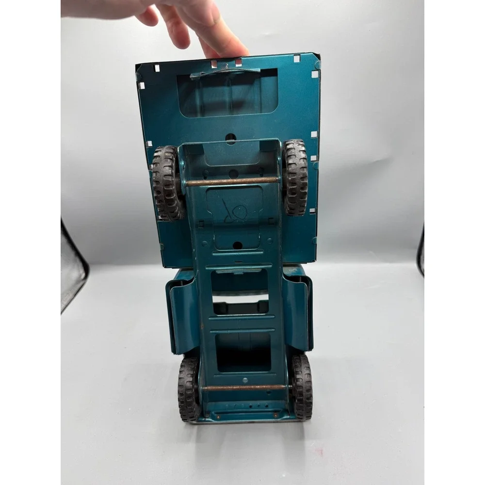 Vintage Tonka Farms Stake Bed Truck Pressed Steel Turquoise Metallic USA Made